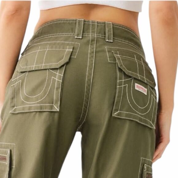 TRUE RELIGION Bobbi Baggy Cargo Joggers Green Size 27 MSRP $199 - Picture 8 of 10